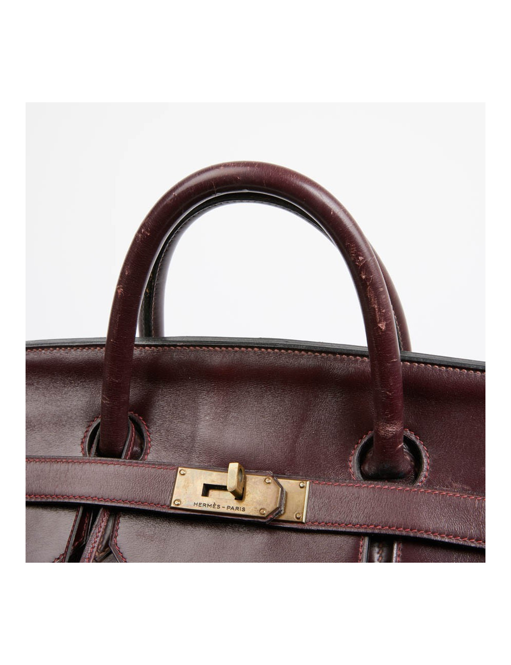 Haut à courroies 45 HERMES cuir box bordeaux 