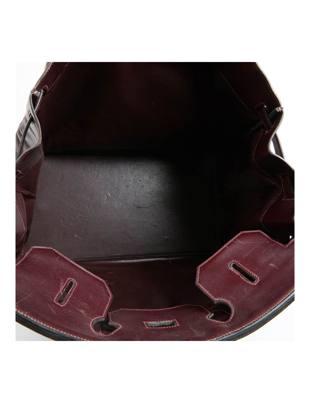 Haut à courroies 45 HERMES cuir box bordeaux 