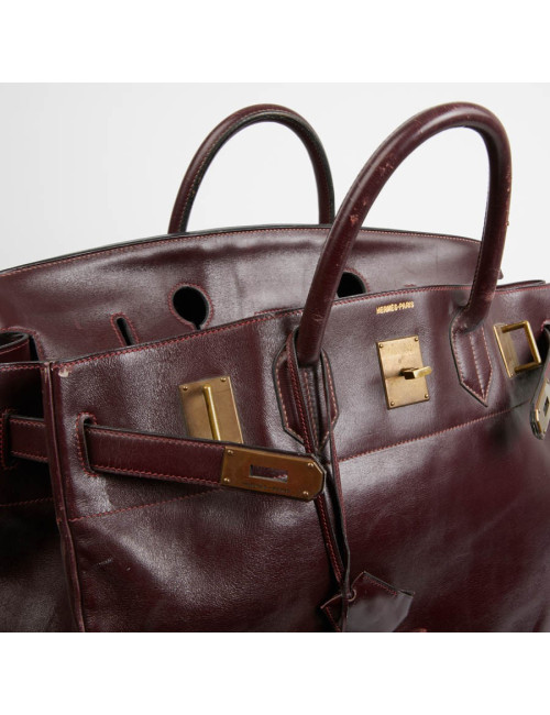 Haut à courroies 45 HERMES cuir box bordeaux 