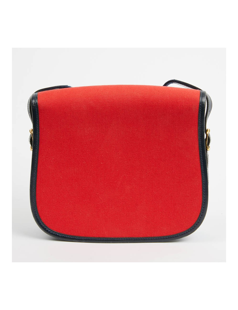 Duffle Bamboo HERMES tissu rouge et cuir bleu