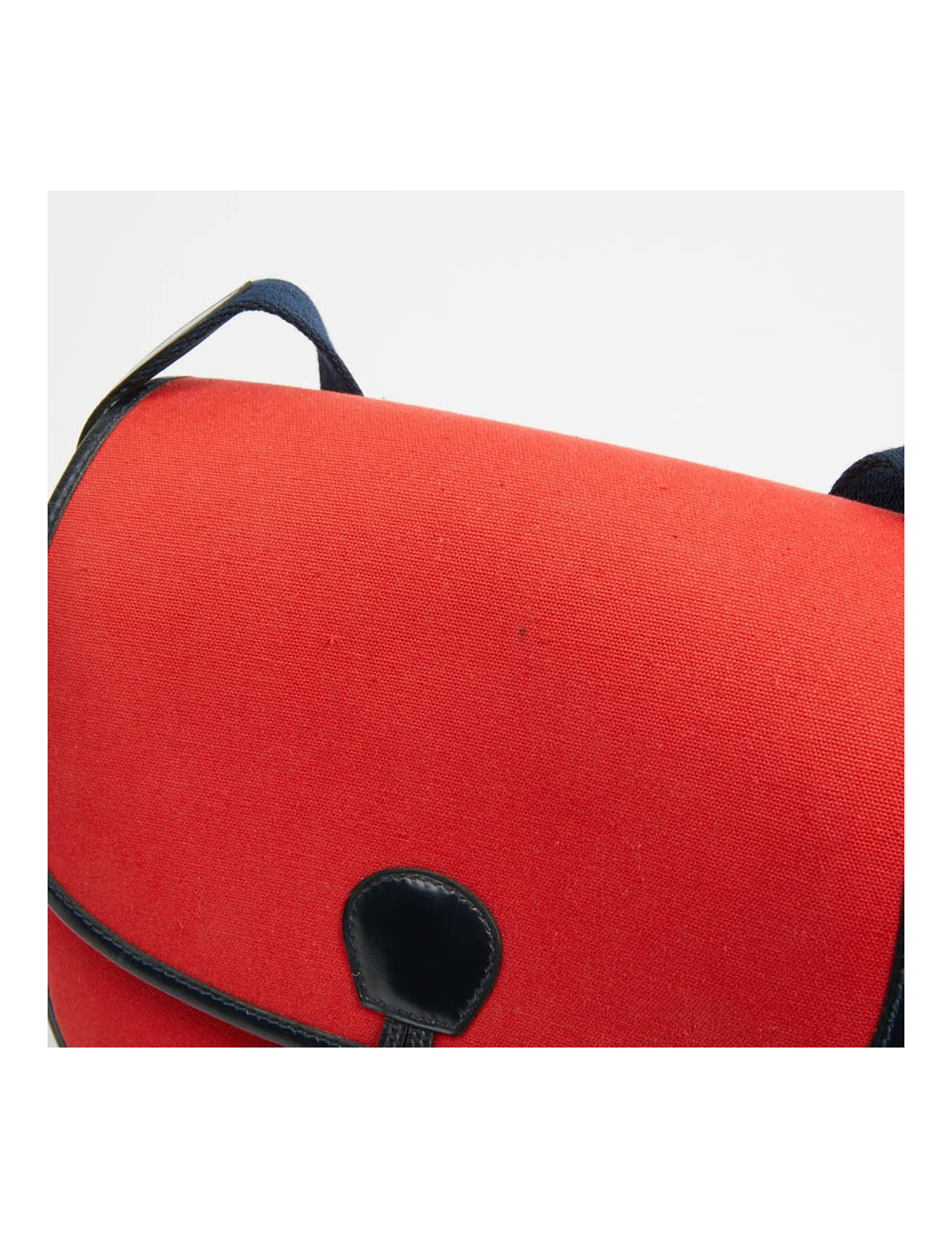 Duffle Bamboo HERMES tissu rouge et cuir bleu