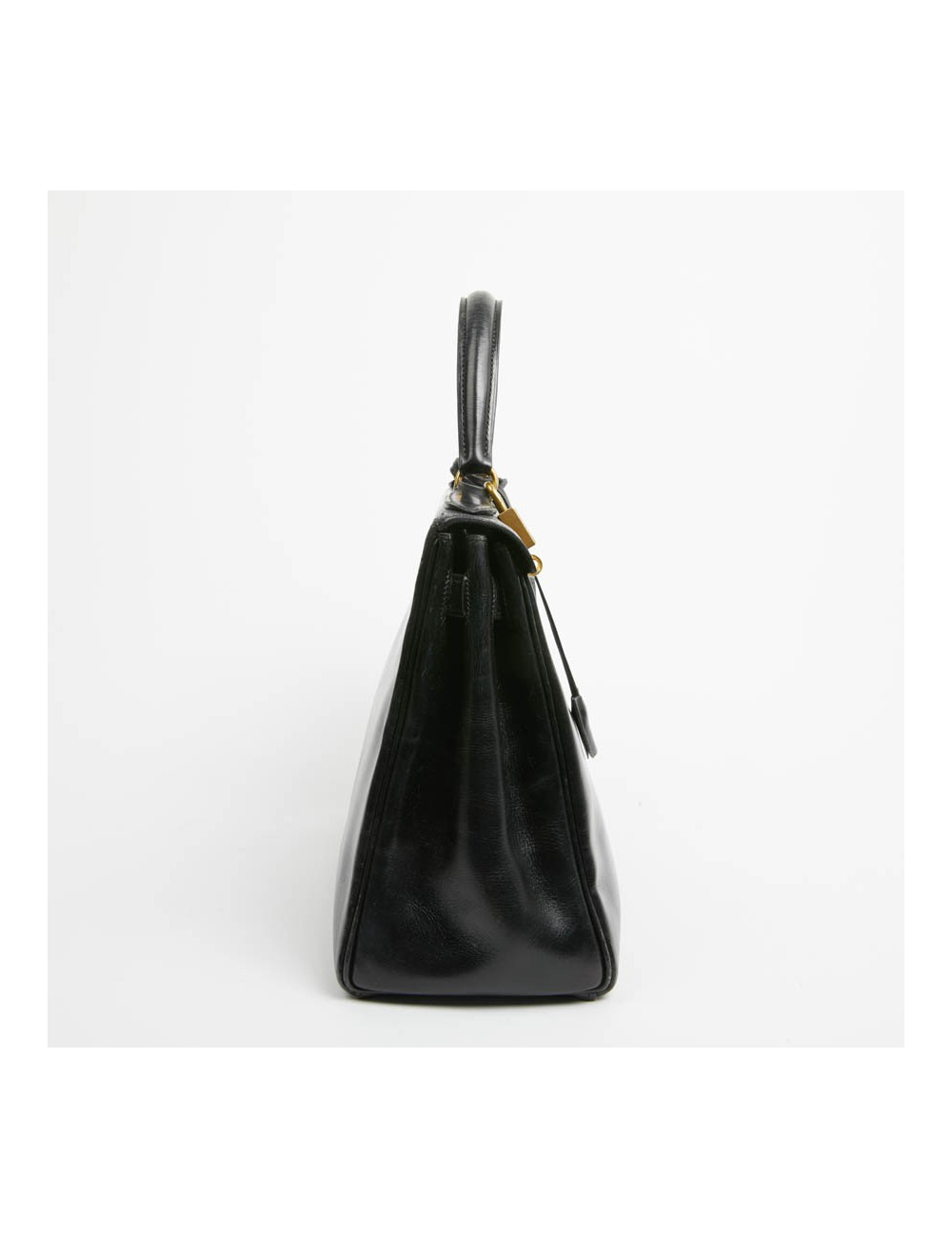 Kelly 28 HERMES cuir box noir Vintage