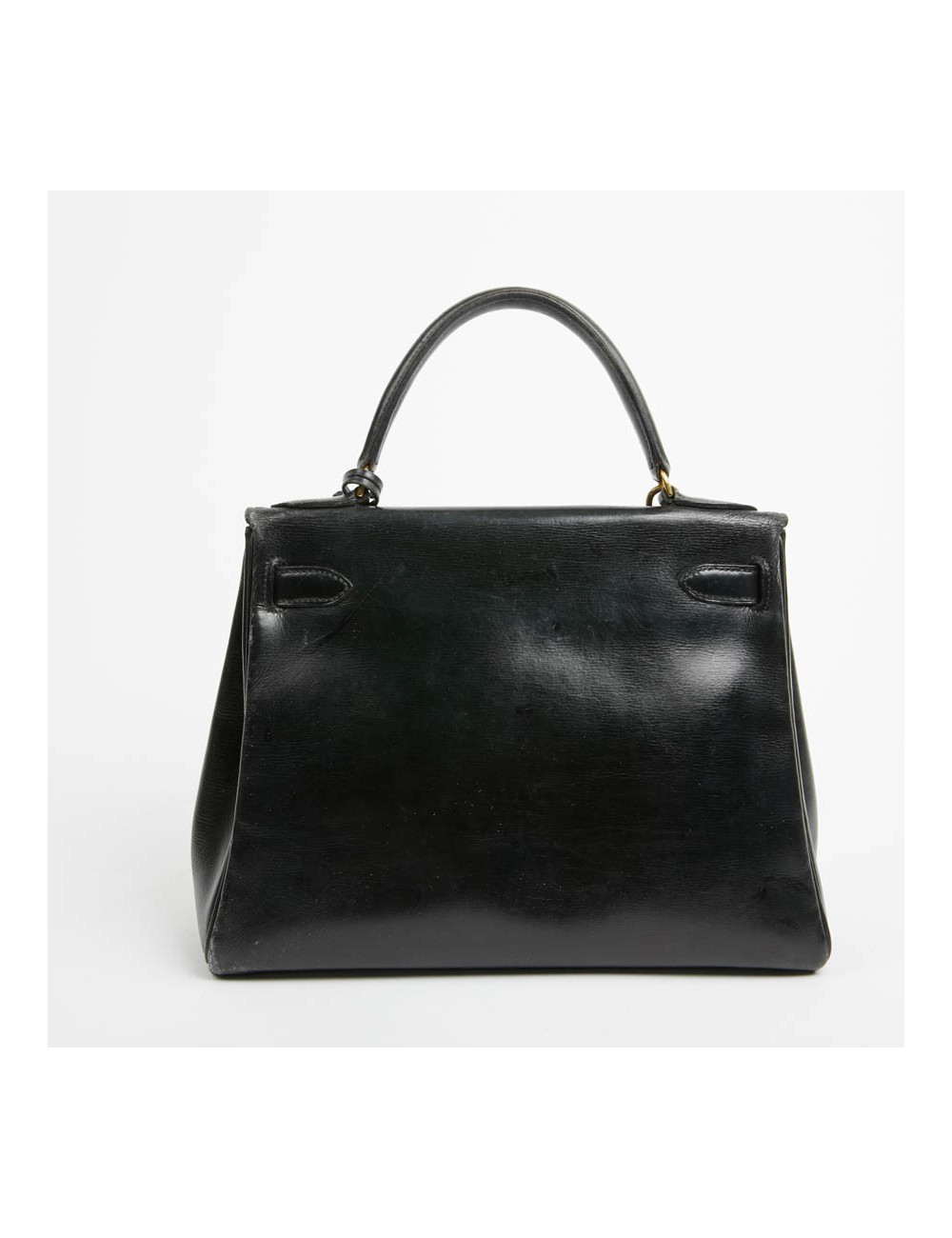 Kelly 28 HERMES cuir box noir Vintage