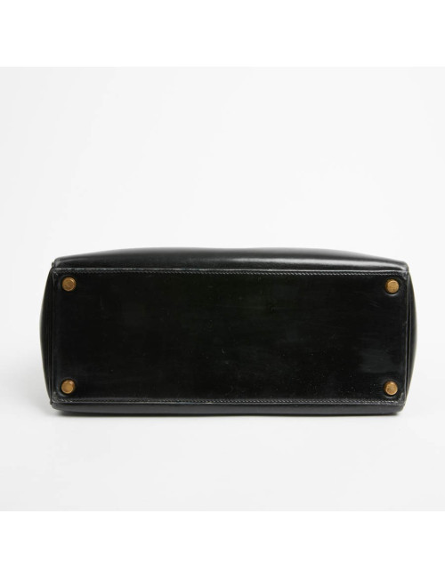 Kelly 28 HERMES cuir box noir Vintage