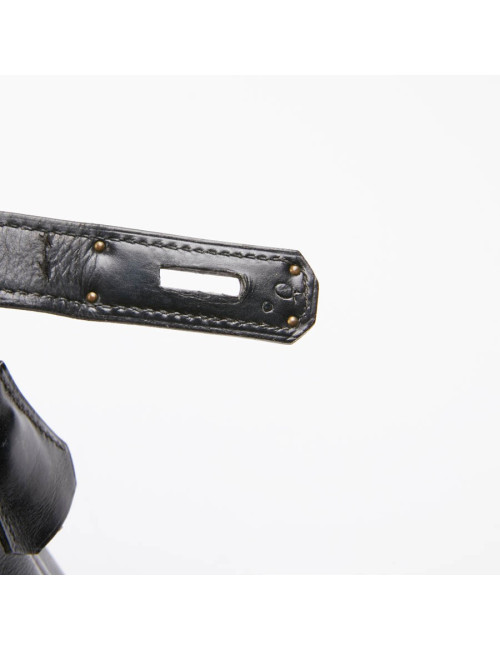 Kelly 28 HERMES cuir box noir Vintage