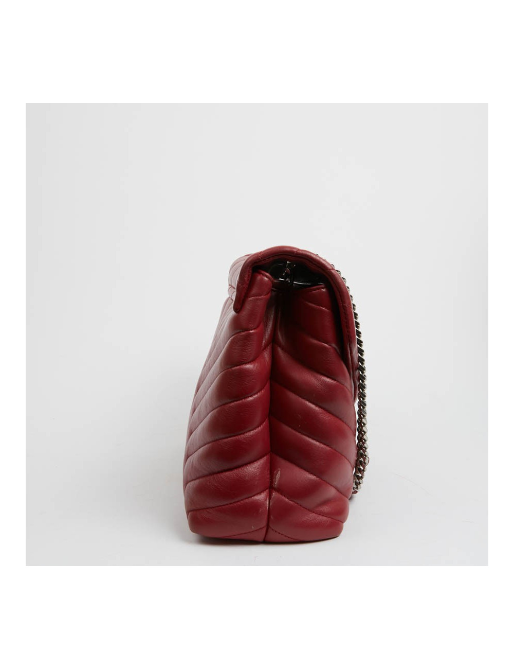 Sac YSL Loulou SAINT LAURENT cuir chevrons rouge