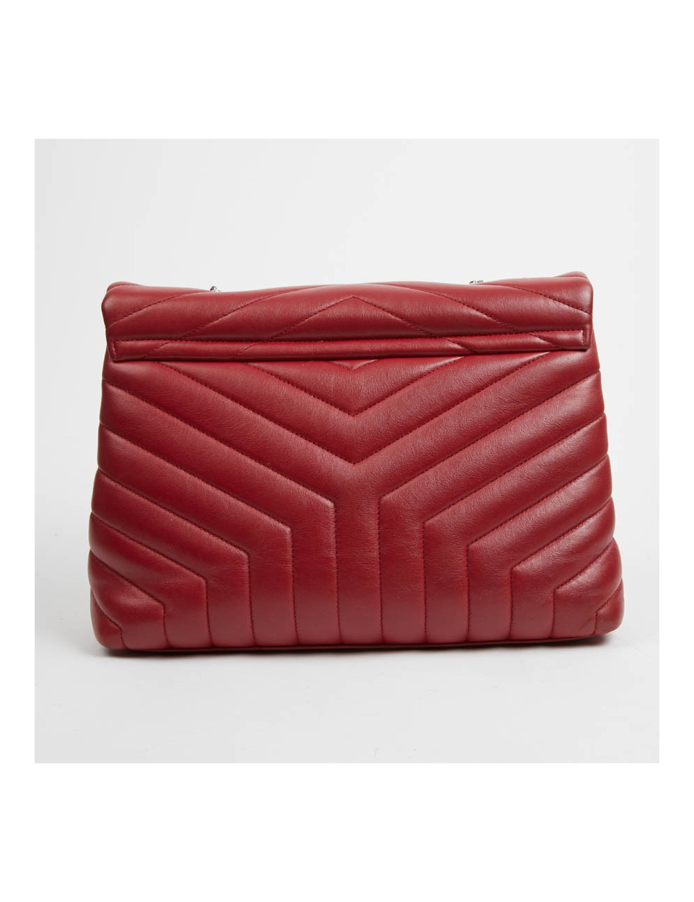 Sac YSL Loulou SAINT LAURENT cuir chevrons rouge
