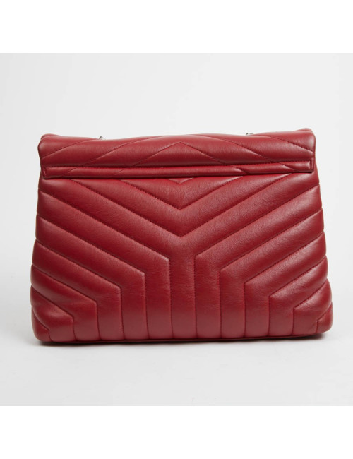 Sac YSL Loulou SAINT LAURENT cuir chevrons rouge