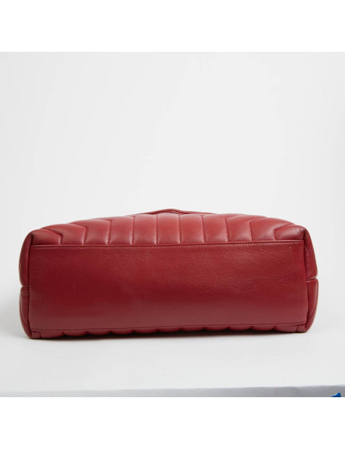 Sac YSL Loulou SAINT LAURENT cuir chevrons rouge