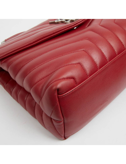 Sac YSL Loulou SAINT LAURENT cuir chevrons rouge