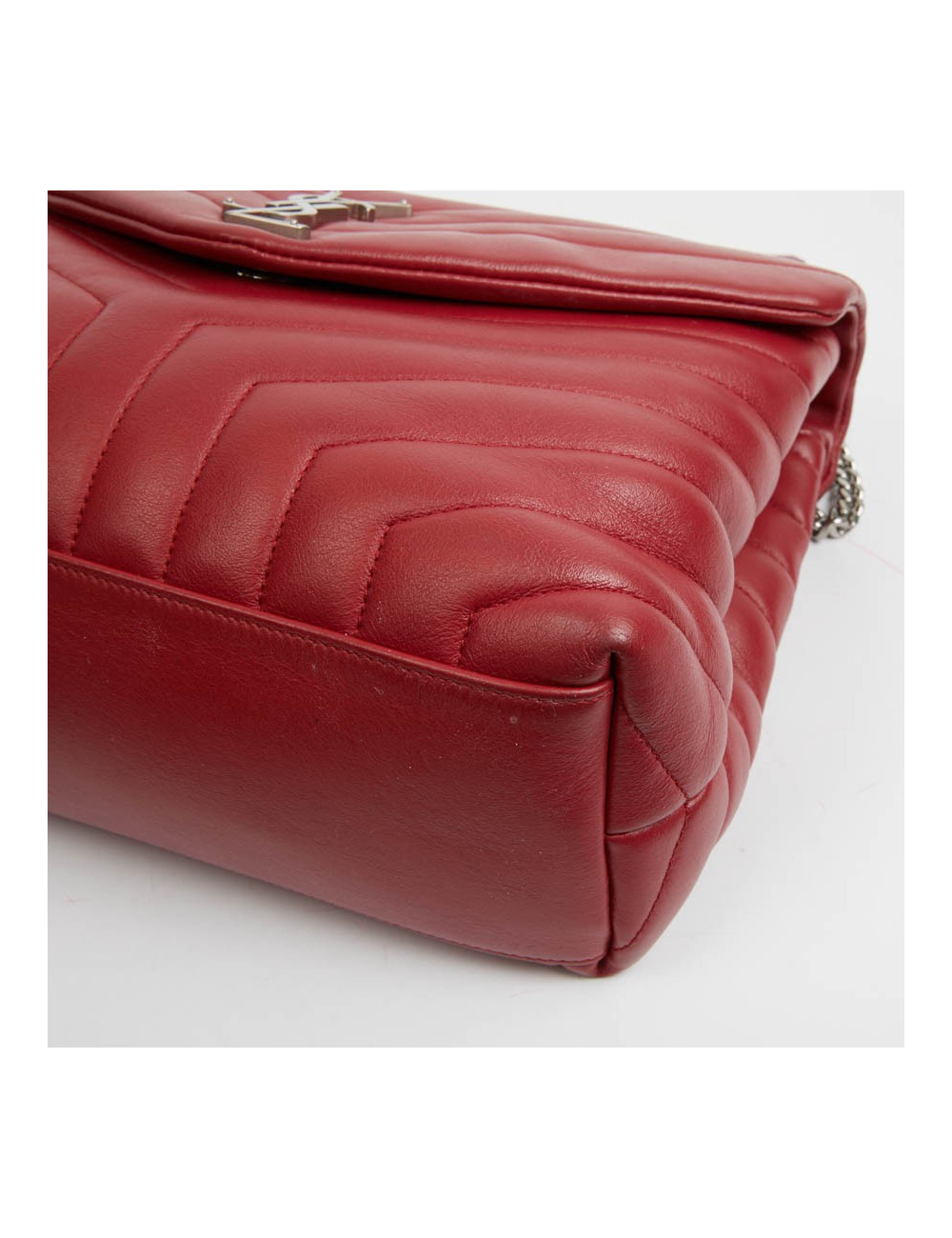 Sac YSL Loulou SAINT LAURENT cuir chevrons rouge