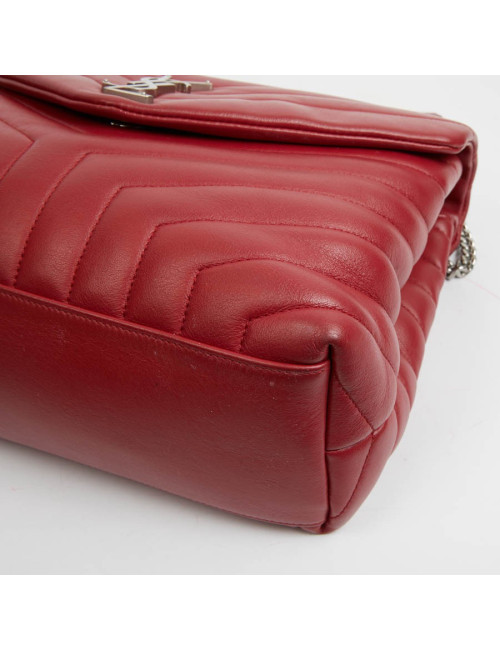 Sac YSL Loulou SAINT LAURENT cuir chevrons rouge