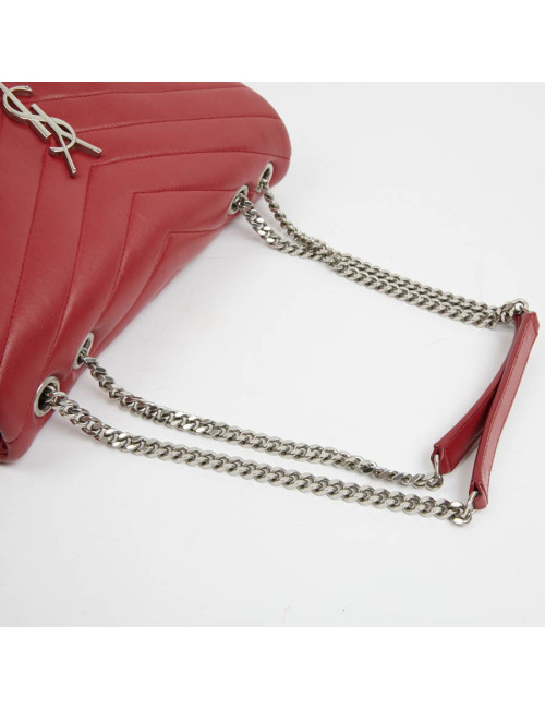 Sac YSL Loulou SAINT LAURENT cuir chevrons rouge