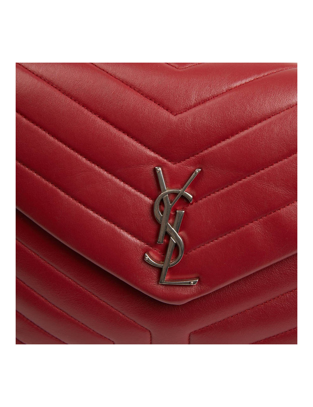 Sac YSL Loulou SAINT LAURENT cuir chevrons rouge