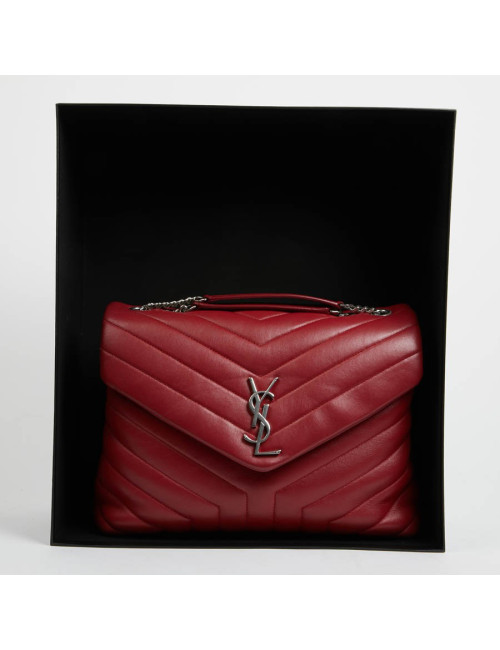 Sac YSL Loulou SAINT LAURENT cuir chevrons rouge