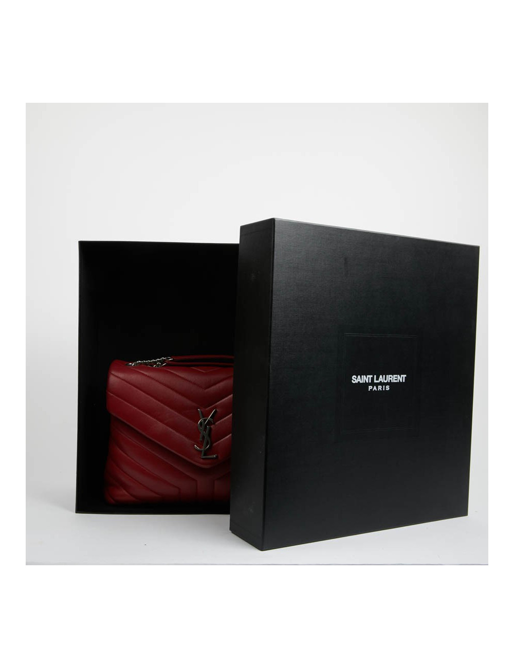 Sac YSL Loulou SAINT LAURENT cuir chevrons rouge