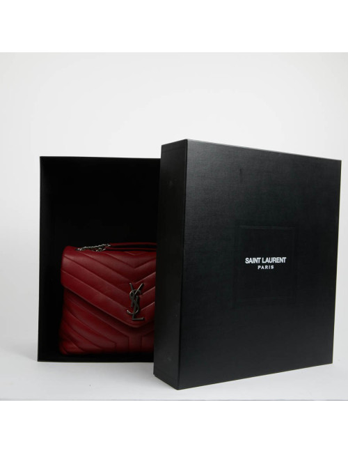Sac YSL Loulou SAINT LAURENT cuir chevrons rouge