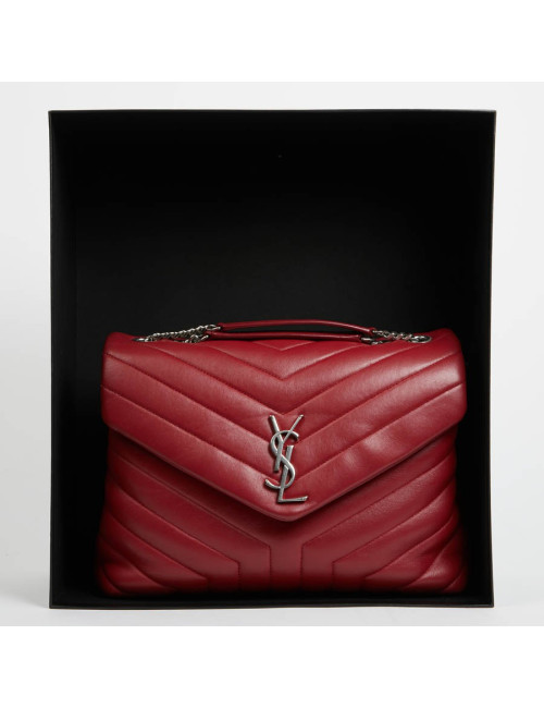 Sac YSL Loulou SAINT LAURENT cuir chevrons rouge