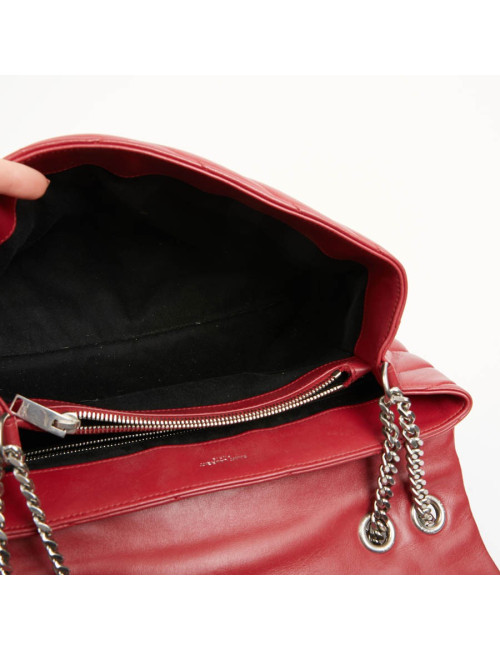 Sac YSL Loulou SAINT LAURENT cuir chevrons rouge