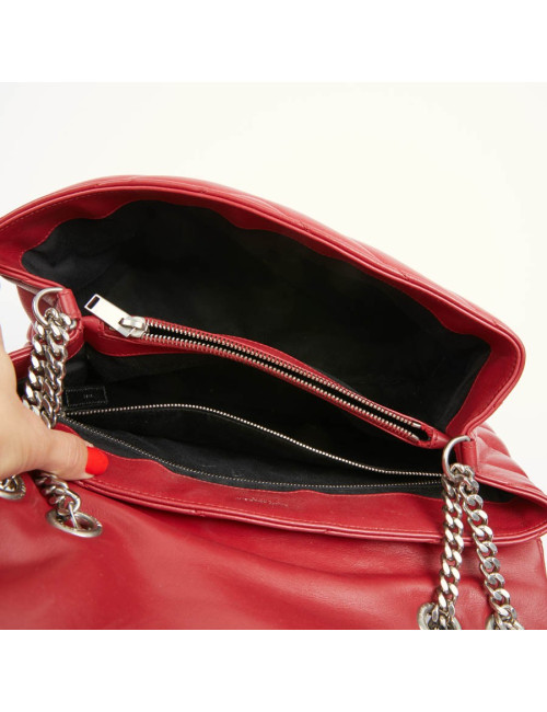 Sac YSL Loulou SAINT LAURENT cuir chevrons rouge