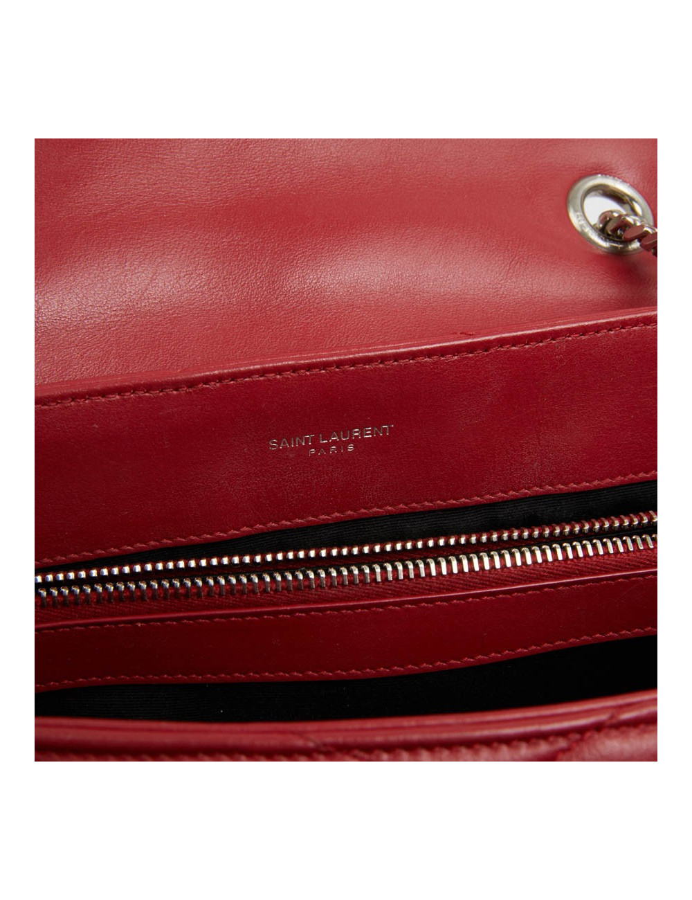 Sac YSL Loulou SAINT LAURENT cuir chevrons rouge