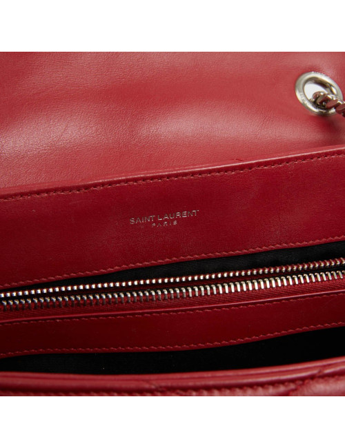Sac YSL Loulou SAINT LAURENT cuir chevrons rouge