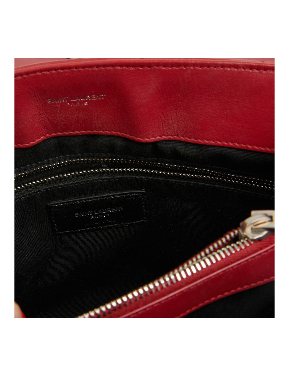 Sac YSL Loulou SAINT LAURENT cuir chevrons rouge