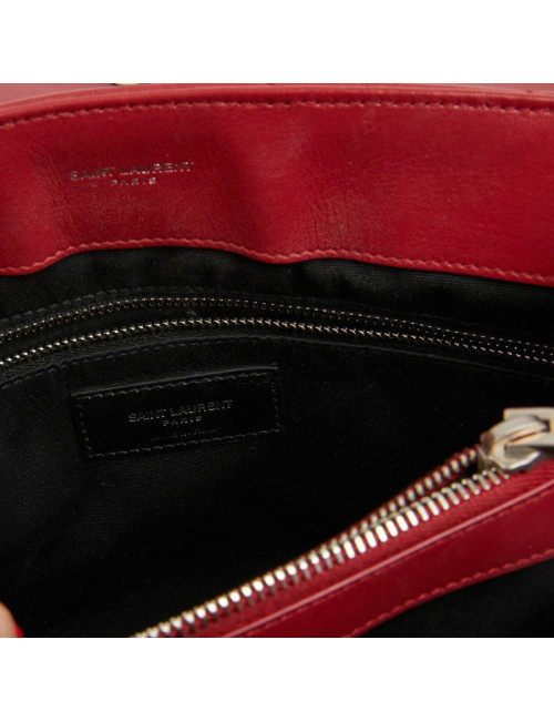 Sac YSL Loulou SAINT LAURENT cuir chevrons rouge
