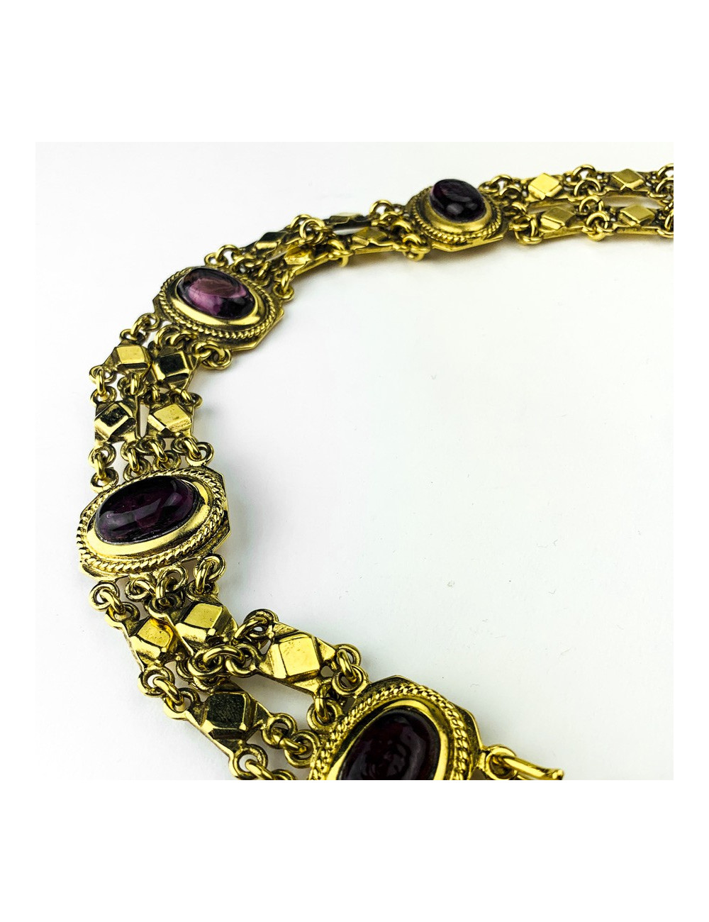 Chanel Ceinture Vintage dorée et pâte de verre