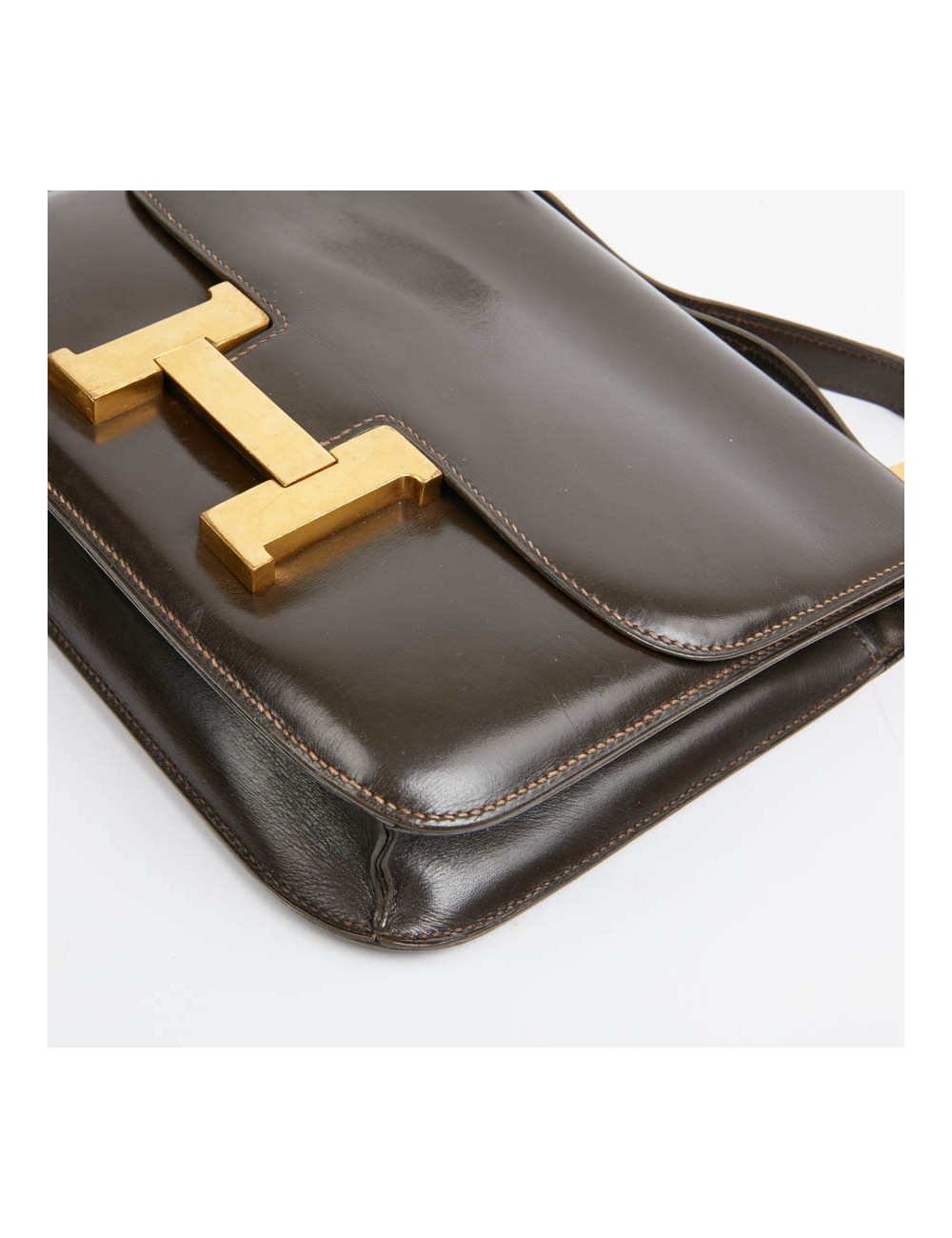 Constance HERMES cuir box marron Vintage