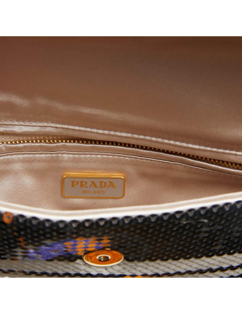 Pochette PRADA sequins argent