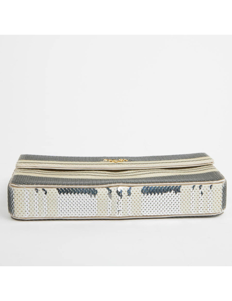 Pochette PRADA sequins argent