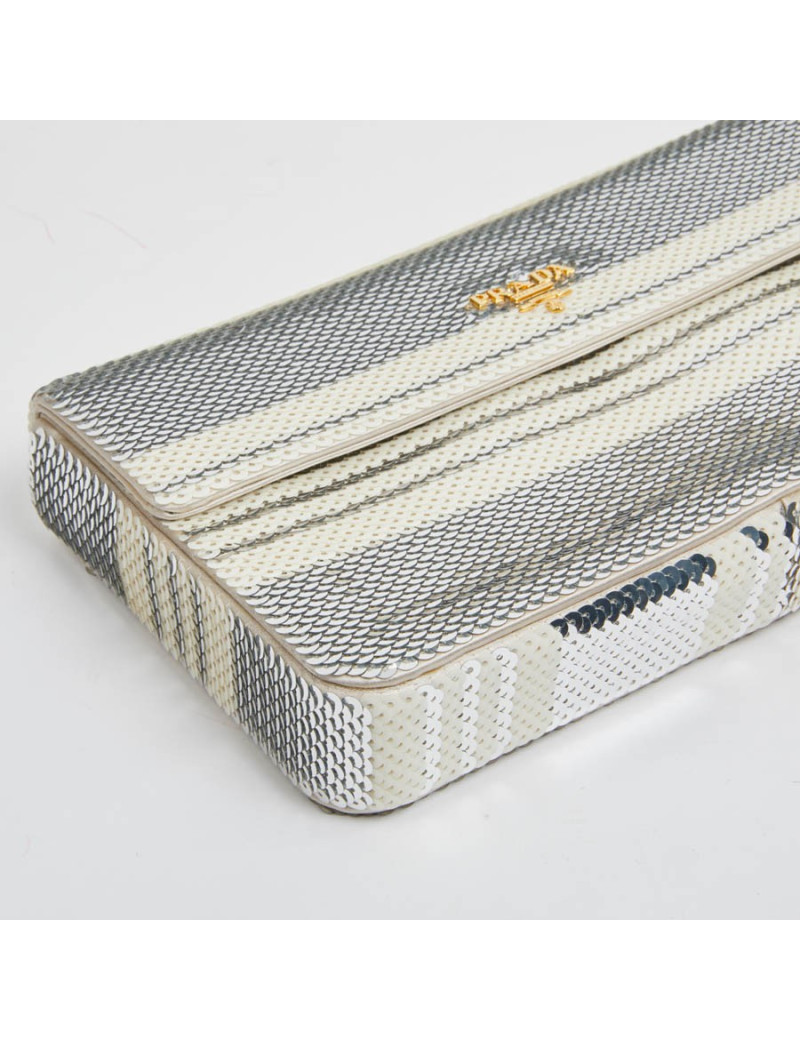 Pochette PRADA sequins argent