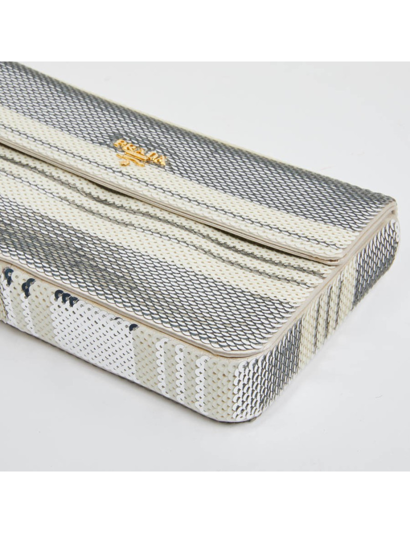 Pochette PRADA sequins argent