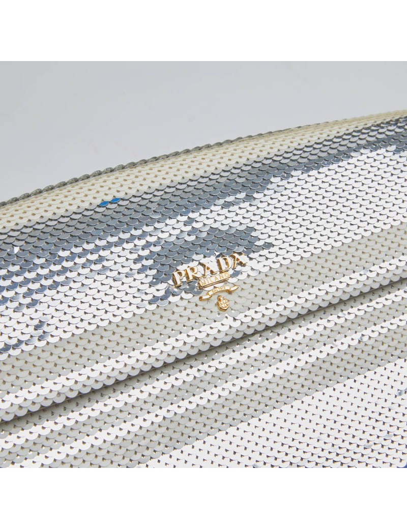 Pochette PRADA sequins argent