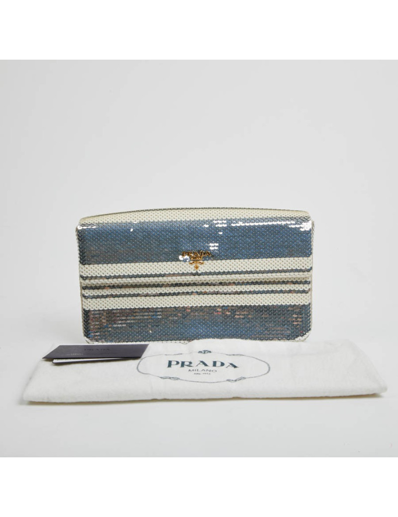Pochette PRADA sequins argent