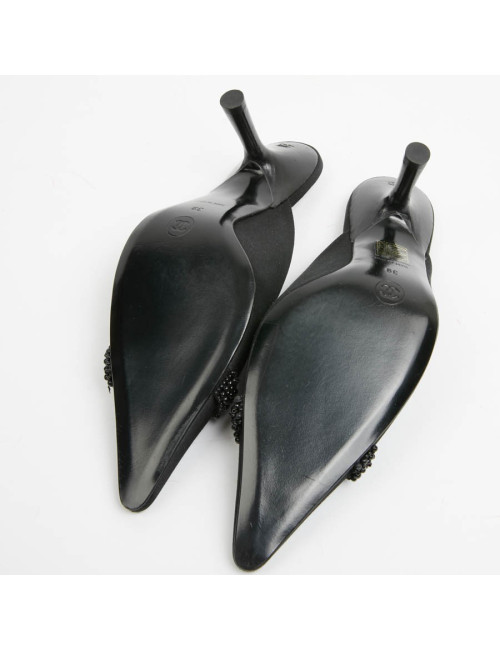 Sandales CHANEL T39 neuves noires bout perles