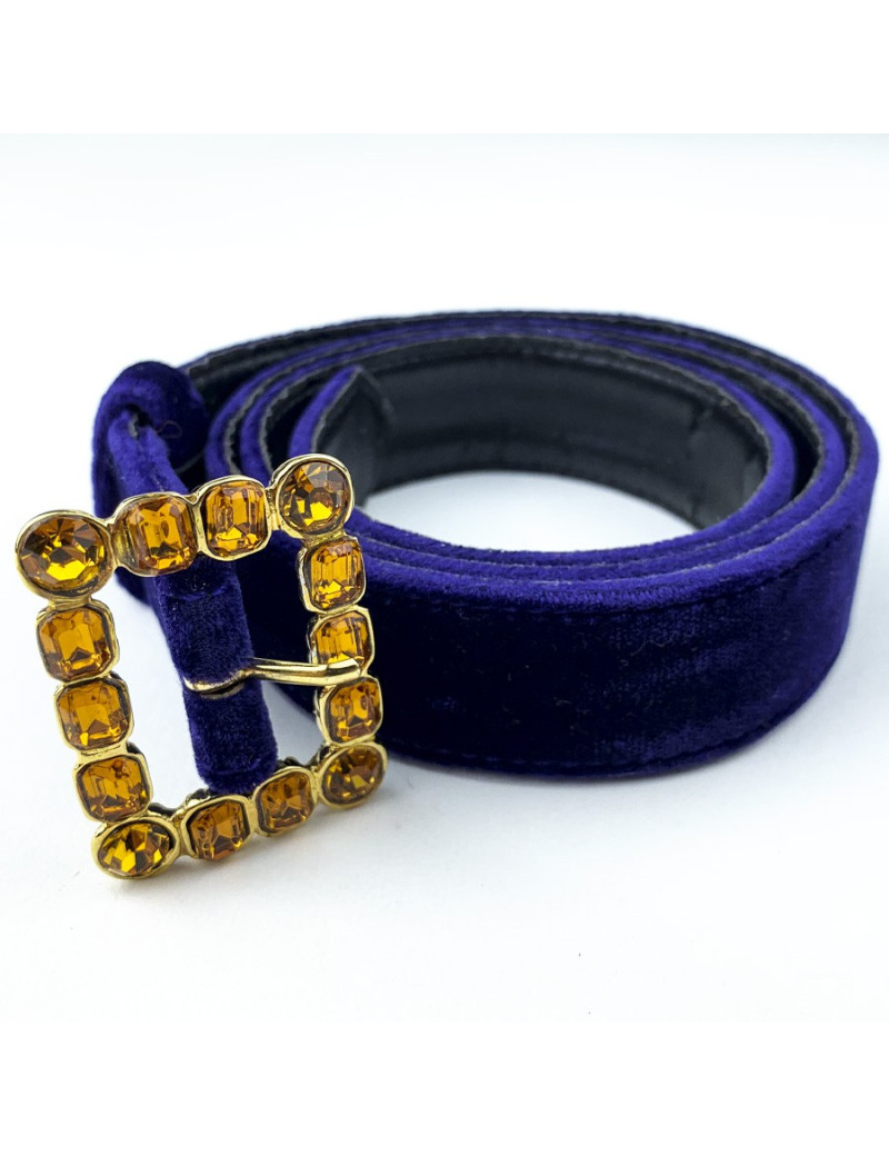 Ceinture YSL SAINT LAURENT velours violet Vintage