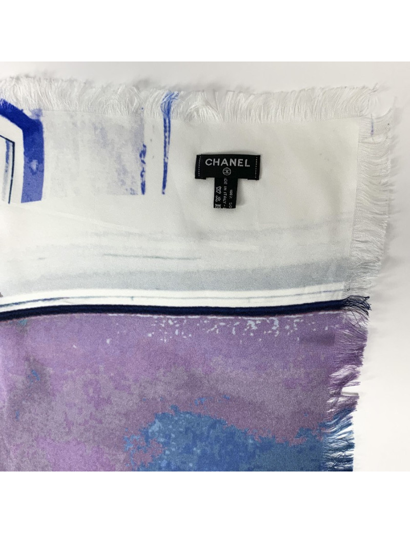 Châle CHANEL "C H A N E L" multicolore soie