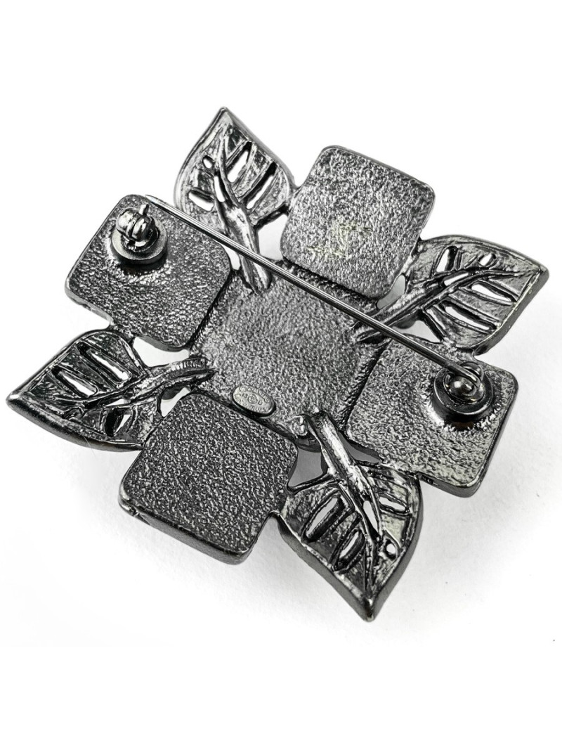 Broche CHANEL feuilles strass et perles