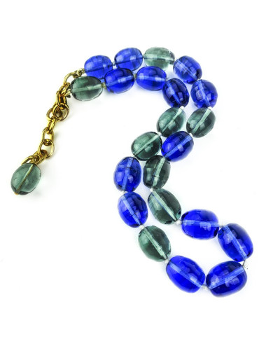 MARGUERITE DE VALOIS  sapphire and green molten glass necklace 2