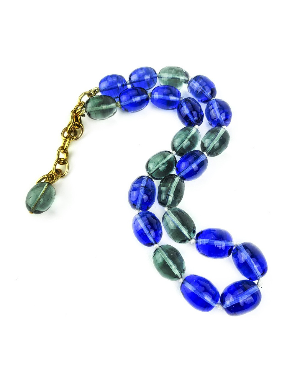 Collier MARGUERITE DE VALOIS  pâte de verre saphir et fumé