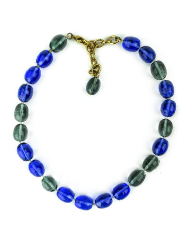 MARGUERITE DE VALOIS  sapphire and green molten glass necklace