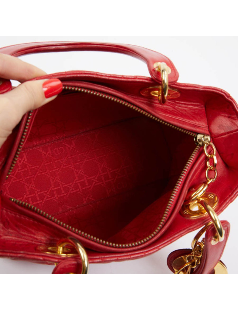 Sac Lady  DIOR cuir rouge 