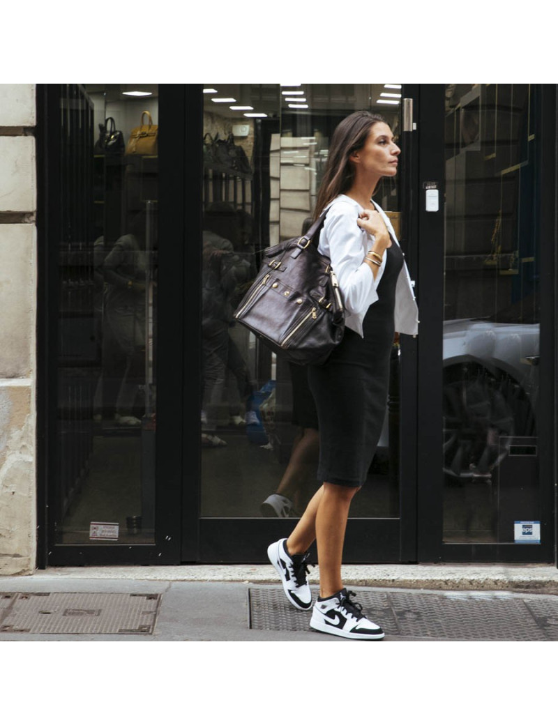 YSL Sac Downtown SAINT LAURENT cuir de veau marron