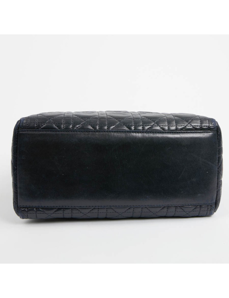 Sac Lady Dior cuir bleu marine