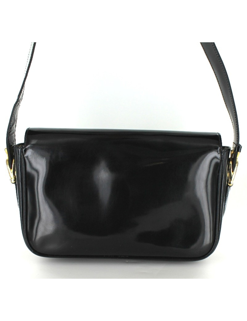 Sac CELINE vintage en cuir verni noir 
