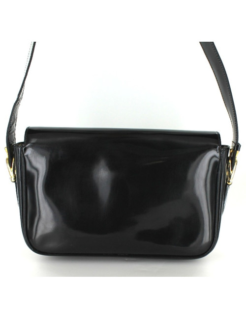 Sac CELINE vintage en cuir verni noir 