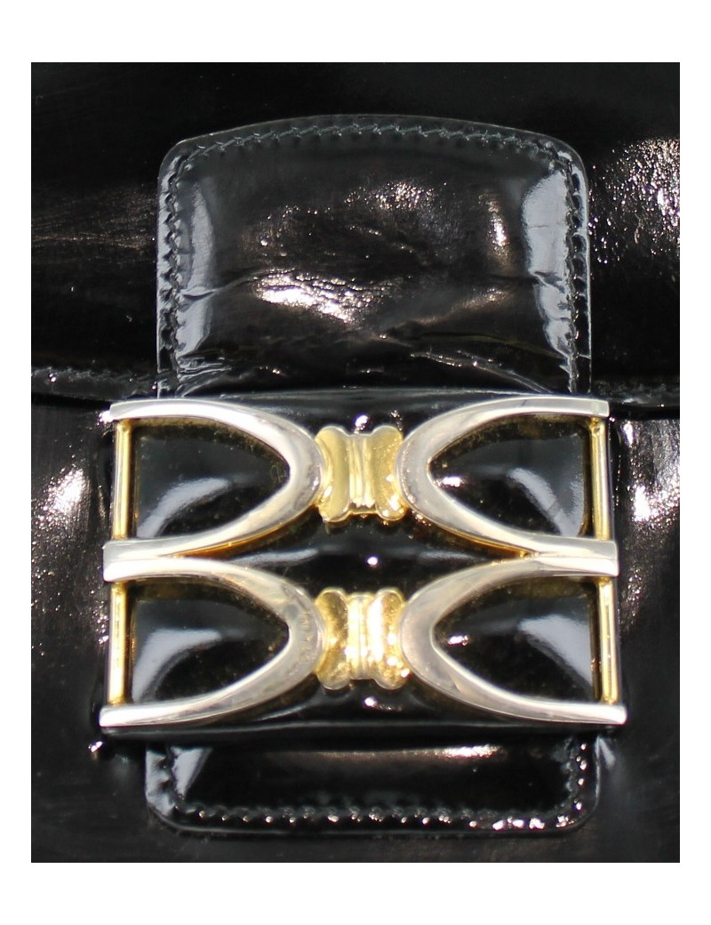 Sac CELINE vintage en cuir verni noir 