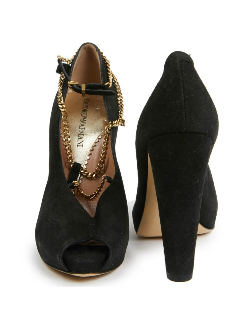 Escarpins noires EMPORIO ARMANI T37 chaine dorée